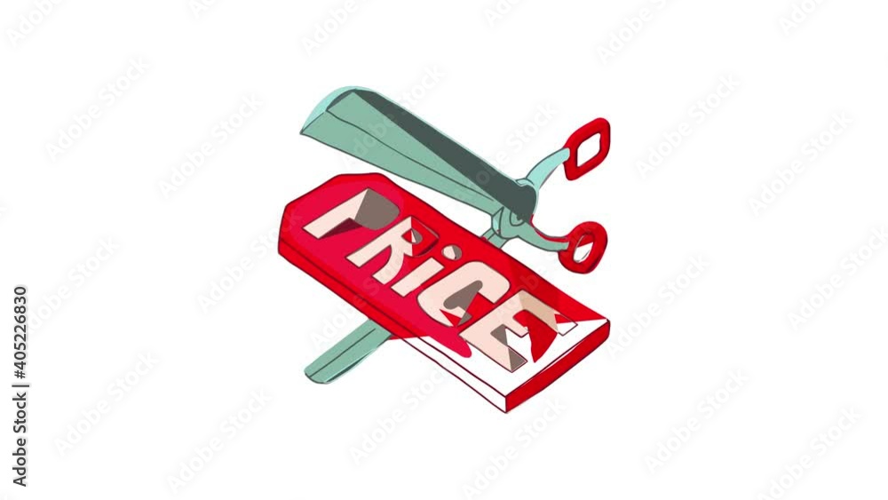 Poster scissors cut prices at discount icon animation best object on white background