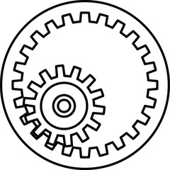 Internal gear and pinion. Line version.