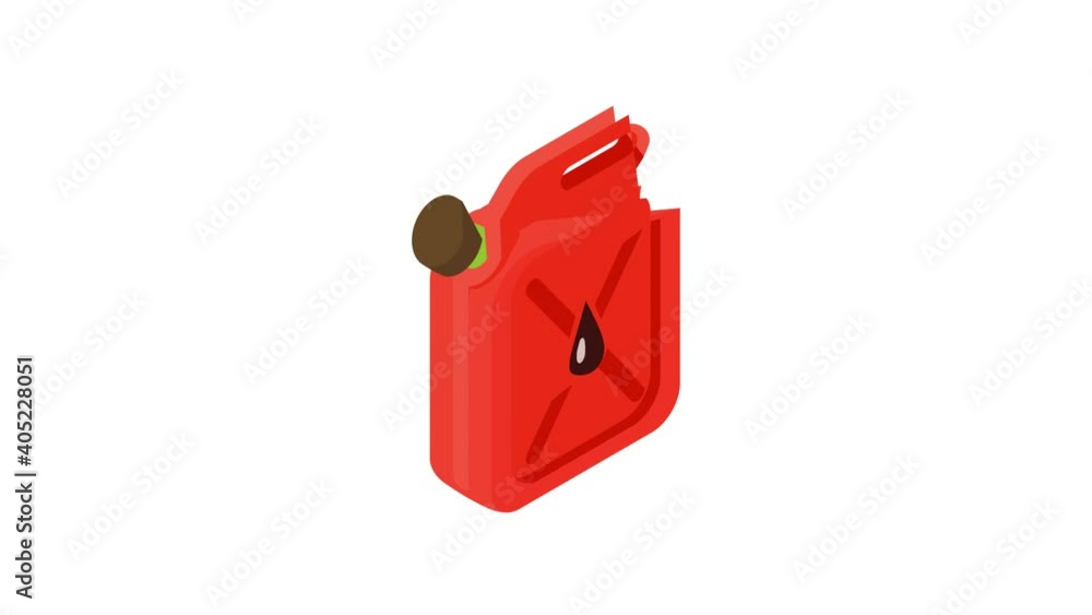 Poster red jerrycan with oil drop icon animation best object on white background