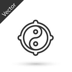 Grey line Yin Yang symbol of harmony and balance icon isolated on white background. Vector.