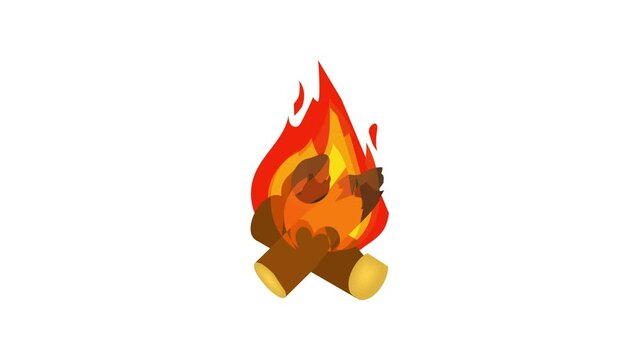 Burning bonfire icon animation best object on white background