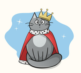 Vector illustration of cat king sketch
