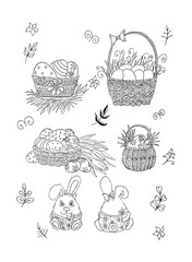 The Easter drawing is made in black liner. Template for decorating.