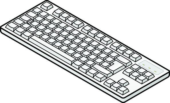 A White Plain Unlabelled Classic-style Compact Keyboard - European Layout. No Numeric Keypad.