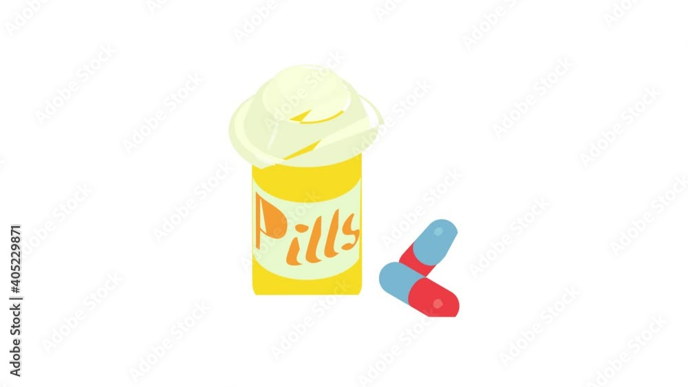 Poster pills in jar icon animation best object on white background