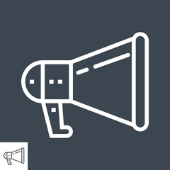 Loudspeaker Thin Line Vector Icon. Flat icon isolated on the black background. Editable EPS file. Vector illustration.