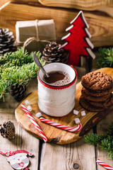 Hot chocolate, cookies and caramel.