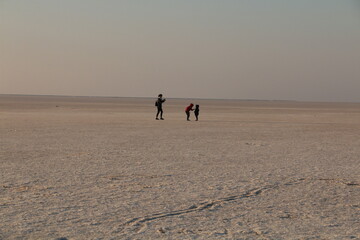 touristic tour on the salt lake