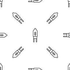 Grey line Light emitting diode icon isolated seamless pattern on white background. Semiconductor diode electrical component. Vector.