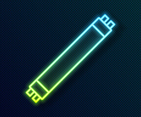 Glowing neon line Long luminescence fluorescent energy saving lamp icon isolated on black background. Vector.