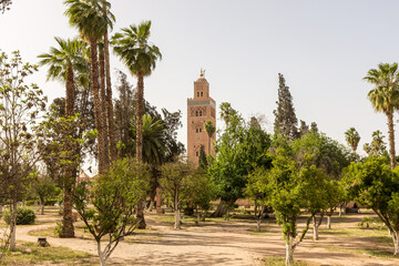 Fototapeta na wymiar Minaret of Koutoubia Mosque, Marrakesh, Morocco