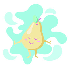 Pear cute character, vector illustration for children