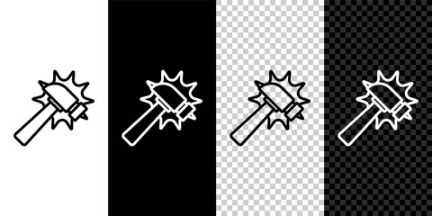 Set line Hammer icon isolated on black and white, transparent background. Tool for repair. Vector.
