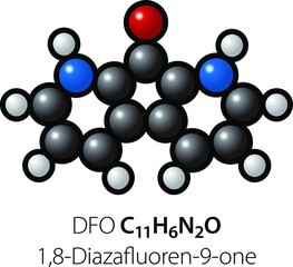 A molecule of Luminol / DFO (1,8-Diazafluoren-9-one). Used by forensic investigators to detect fingerprints on porous surfaces.