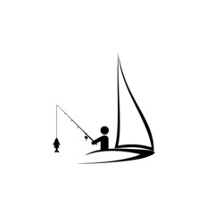 Fototapeta na wymiar Fishing man icon isolated on white background