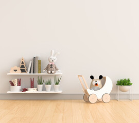 White child room for mockup, 3D rendering