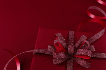 Gift with bow close-up.