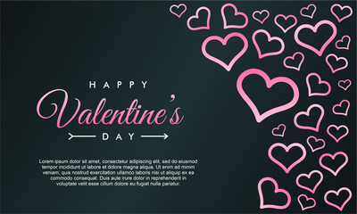 happy Valentine's day banner, background template with abstract pink heart ornament