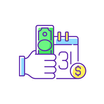 hand holding money near calendar clip art preview