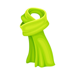 Green Winter Scarf as Seasonal Neckwear for Keeping Warm Vector Illustration