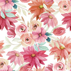Watercolor seamless pattern. Floral spring print