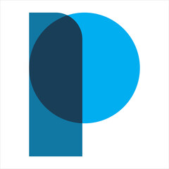 blue modern letter p logo design