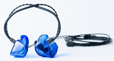 Custom blue in ear monitors for musicians