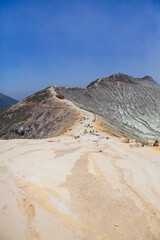 Stunning panoramic view of the Ijen Volcano Complex with mountains.