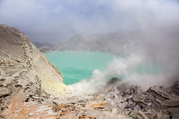 Volcano Ijen. The Ijen volcano complex is a group of composite volcanoes located in East Java, Indonesia.