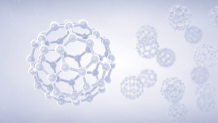 Carbon buckyball molecules, Fullerene nanoparticles structure - 405241248