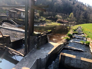 small dam with water stairs
