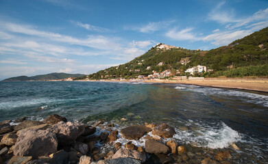 View of Castellabate, a beautiful village in the Cilento and Vallo di Diano national park. Salerno, Campania, Italy
