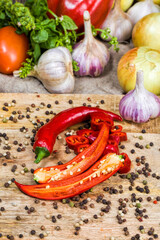 sliced vegetables during cooking