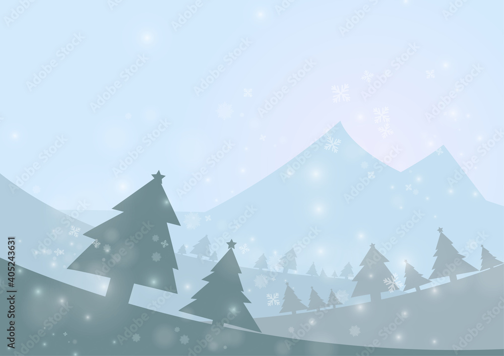 Aufkleber vector : christmas trees with snowflake on ice background
