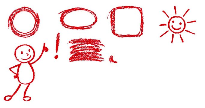 Note element, scribble set. Hand drawn funny doodle. Crayon, chalk, pencil marker frame, arrow, heart, speech bubble, question mark, circle, cartoon copy space. Transparency alpha channel 4K animation