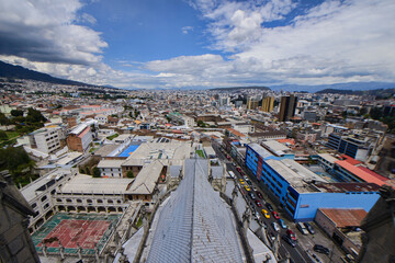 Views over the historic Old Town Quito, Ecuador
