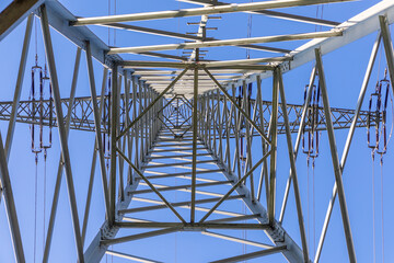 electric pylon under clear blue sky
