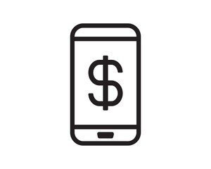Mobile payments line icon design. Smart phones send money transfers, Terminal payment and financial transactions. Bank app internet transaction technology.