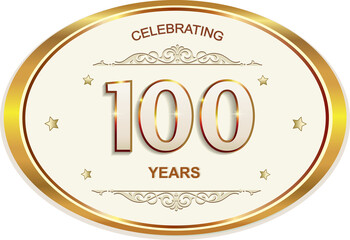 100 years anniversary celebration, birthday card, logo template design. Vector  illustration