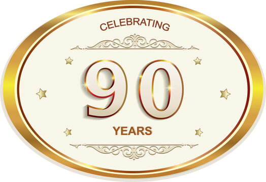 90 years anniversary celebration, birthday card, logo template design. Vector  illustration