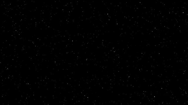 Real animation of snow falling in real time in front of black isolated background