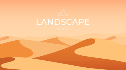 Desert landscape. Sand dunes. Nature background. Vector - obrazy, fototapety, plakaty