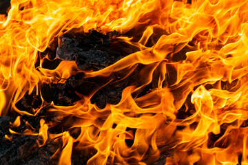 The fire, burning debris, there is no focus. Large burning fire.