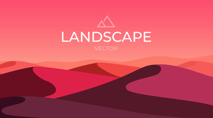 Evening Desert landscape. Sand dunes. Nature background.