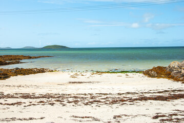 Seascape on the Atlantic Ocean shore in South Uist island, Outer Hebrides, Scotland, UK
