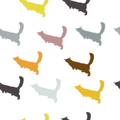Seamless pattern with colorful cats on white background, vector eps 10
