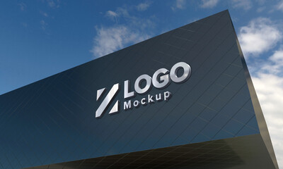 Logo Mockup 3D Sign façade Building Sign Board Billboard Mockup Roadside Signage for Advertisement outdoor advertising