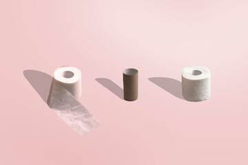 creative idea with toilet paper on pastel trendy background