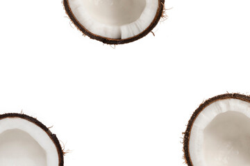 minimalistic design with copy space of cocnuts nuts raw ripe tropical food