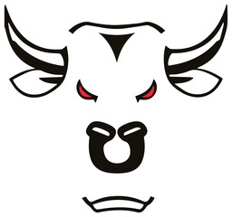 angry bull with red eyes